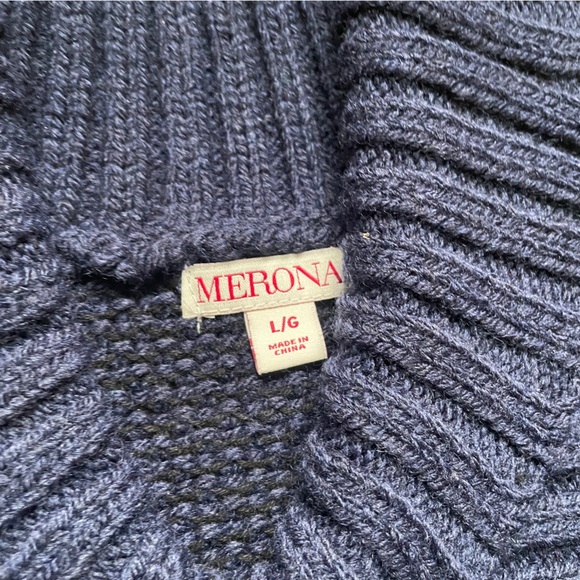 Merona Women’s Sweater Wool Blend Navy Blue Size L - Picture 9 of 10